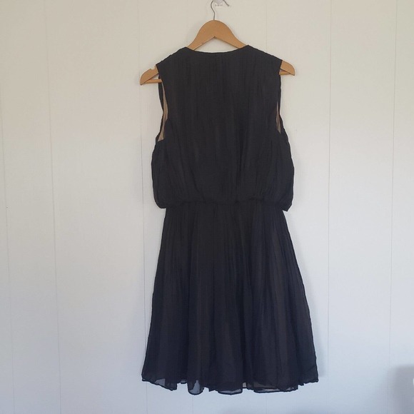 Robert Rodriguez Black Silk Lace Strapless Pleated Dress Size 8 Medium V Neck - Picture 8 of 10